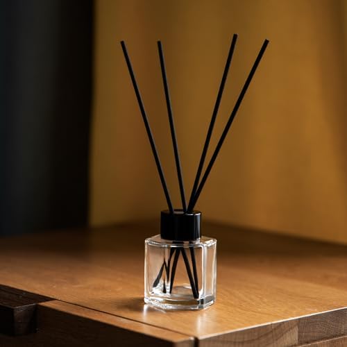 4PCS Clear Glass Diffuser Bottles with Black Caps and Sticks Set
