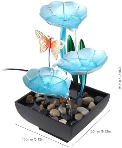 Small Tabletop Waterfall Fountain with LED Light and USB Plug