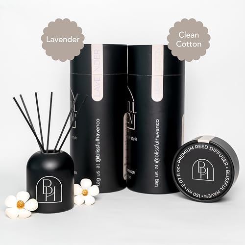 Matte Black Reed Diffuser Set - Clean Cotton Scent 507oz 60 Days
