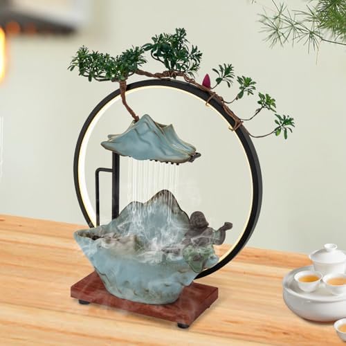 Tabletop Fountain with LED Light and Mist Atomizer