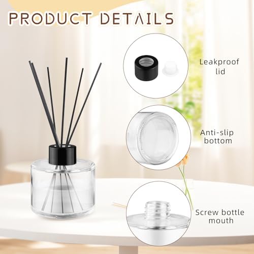 4Pcs 100ml Clear Glass Diffuser Bottles with Black Caps