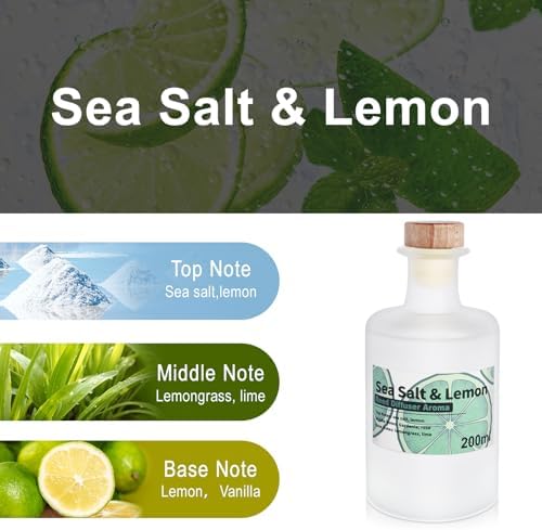 Sea Salt Lemon Reed Diffuser Set 200ml Long Lasting Aroma