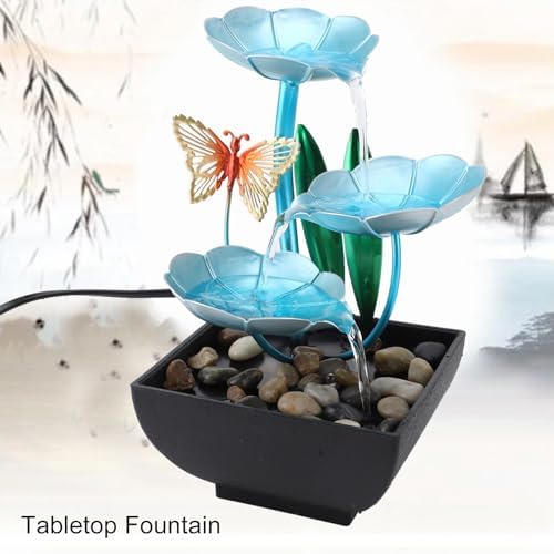 Small Tabletop Waterfall Fountain with LED Light and USB Plug