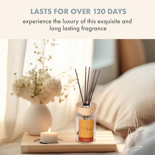 Tranquil Beauty Reed Diffusers Set - Gardenia Scent with Vanilla Amber Wood Bourbon