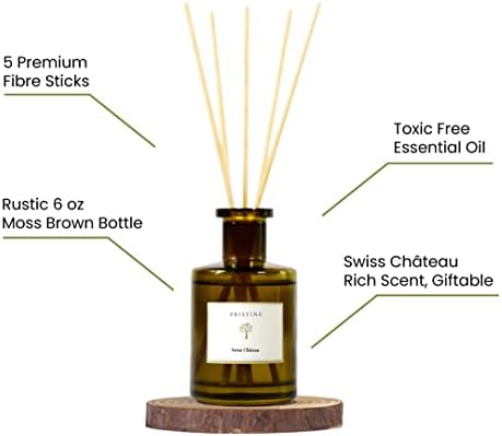 Pristine Swiss Chateau Reed Diffuser Set - Fresh Cut Rose Tangerine Cedarwood