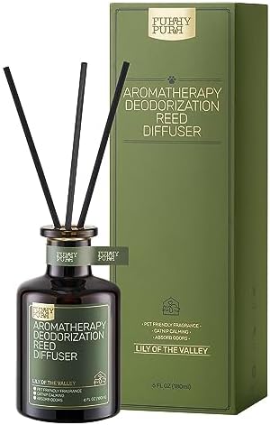 Furrypurr Reed Diffuser Pet Odor Elimination Lily of the Valley 6 Oz
