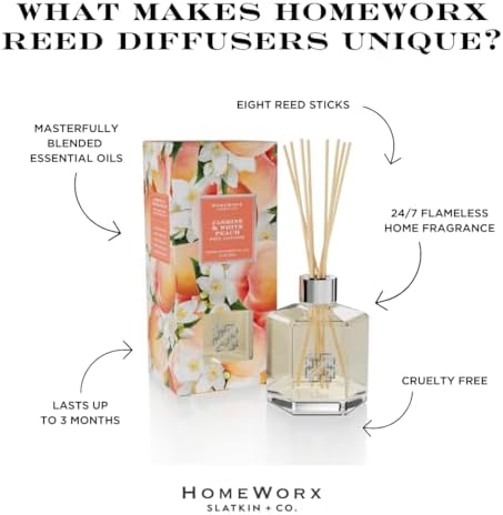 HomeWorx by SLATKIN CO Jasmine White Peach Reed Diffuser