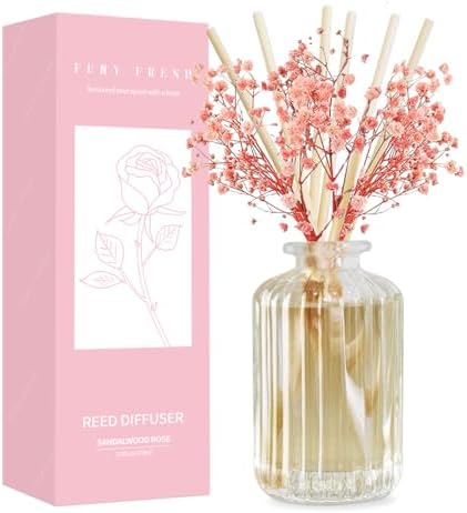 Sandalwood Rose Reed Diffuser Set with Preserved Flowers