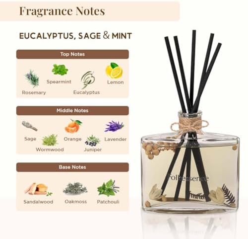 Folkulture Reed Diffusers for Home with 5 Sticks