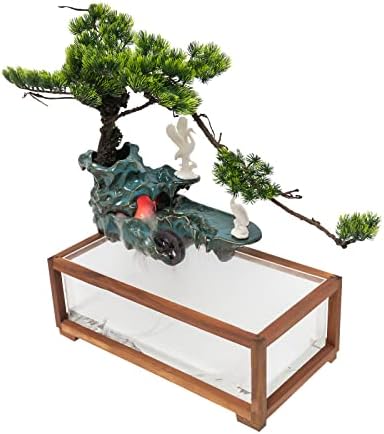 SanBouSi Tabletop Fountain with Fish Tank and LED Light