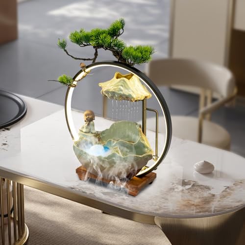 Zen Desktop Water Fountain with LED and Fog for Home Office