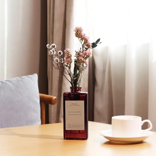 Lavender Sandalwood Reed Diffuser Set with Flower Decoration