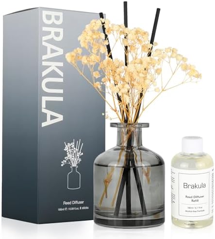 Brakula Reed Diffuser Set - 609 Fl Oz Fresh Linen with 8 Sticks