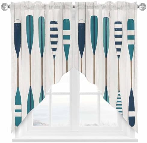 Striped Lake Paddles Swag Valances 2 Panels Set 36 Inch