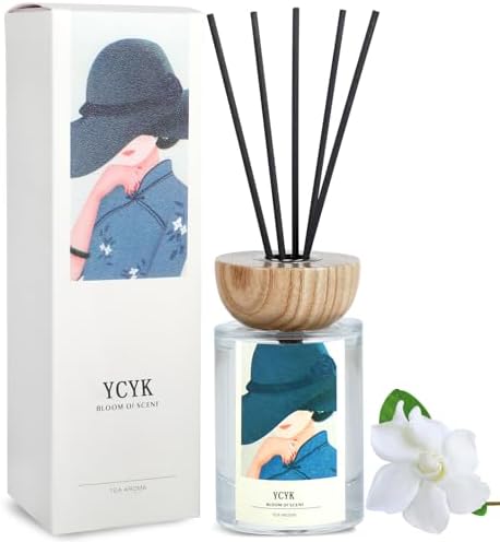 Ycyk Reed Diffuser Set with Jasmine Gardenia Scent Oil
