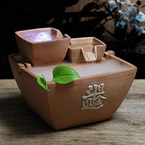 FXJ Ceramic Tabletop Fountain for Home Office Relaxation