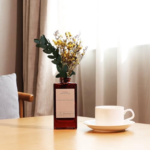 Lemon Citronella Reed Diffuser Set with Flower Decor