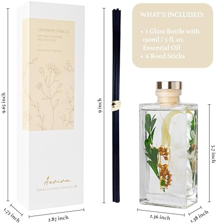 Aeviva Flower Reed Diffuser Set with Cashmere Vanilla Scent