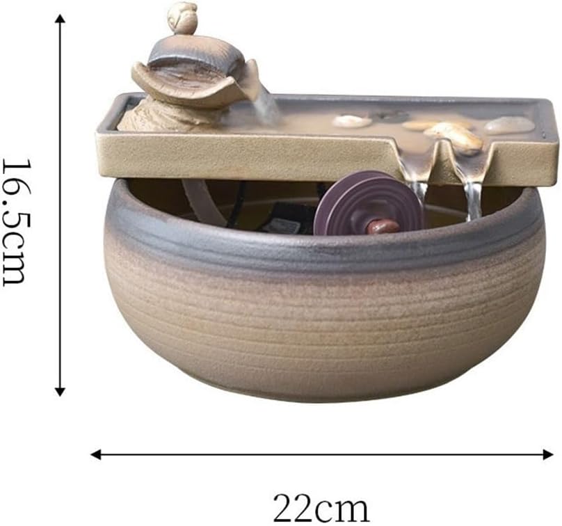 MOOWI Ceramic Tabletop Water Fountain for Wealth and Relaxation