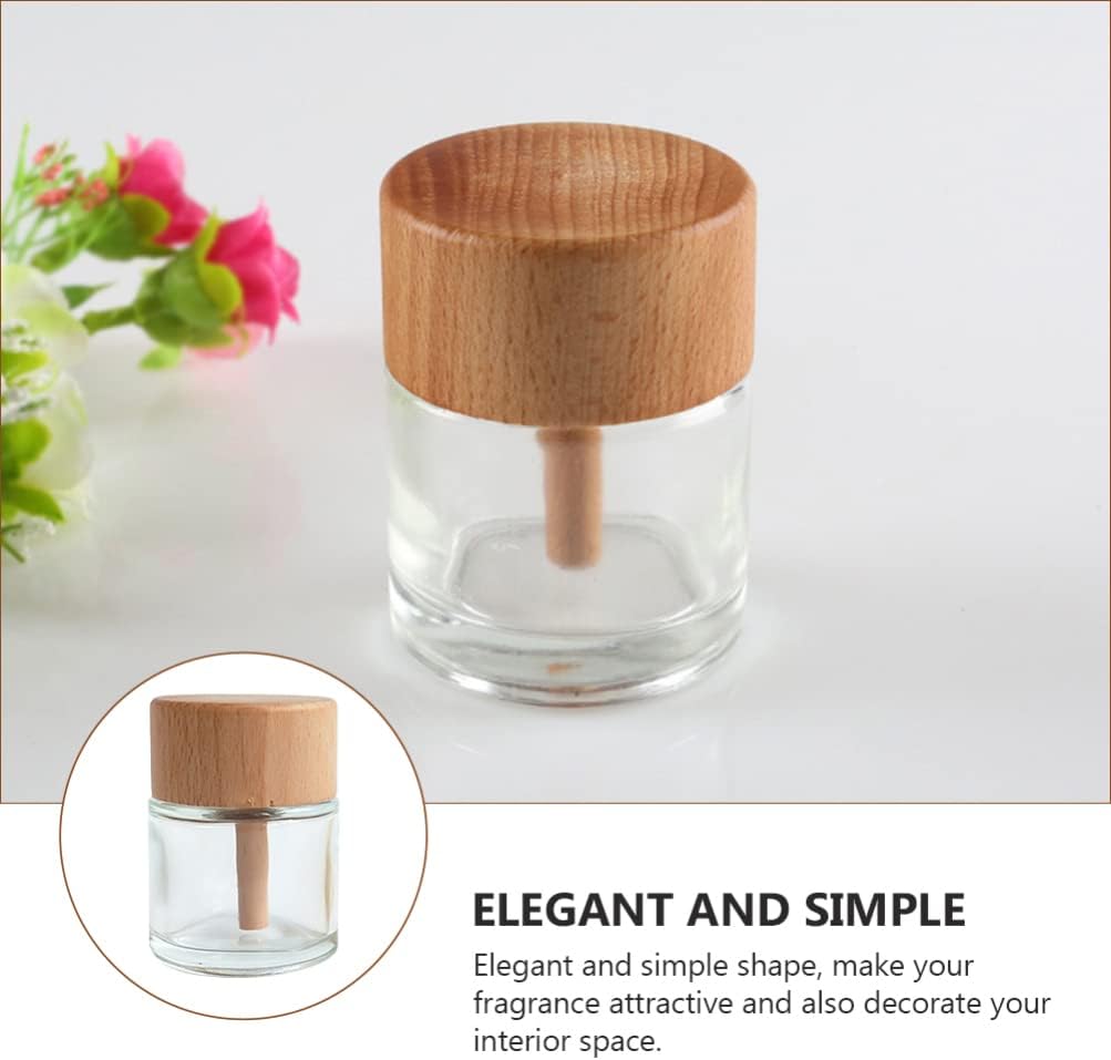 2pcs Glass Reed Diffuser Set with Wood Caps