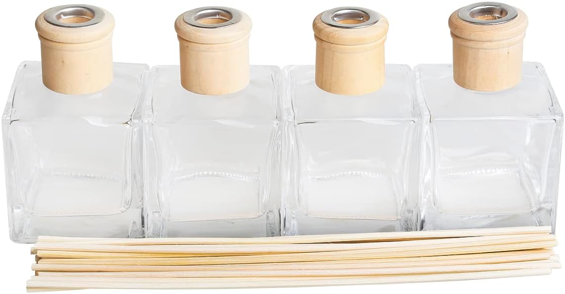 Crazy Huayi Reed Diffuser Set of 4 Glass Bottles with Rattan Sticks 200ml