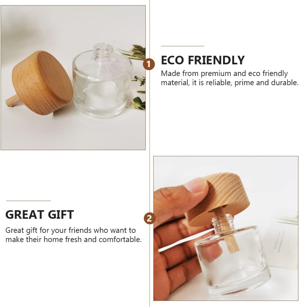 2pcs Glass Reed Diffuser Set with Wood Caps