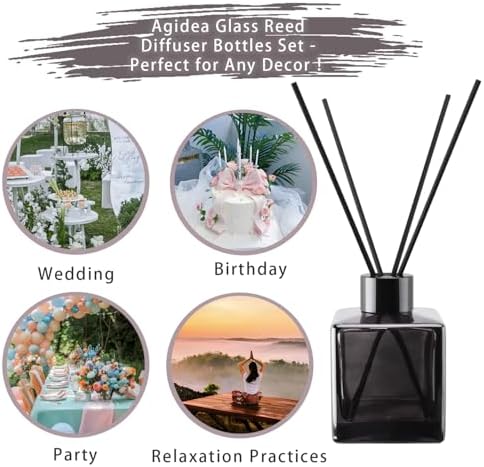 4PCS Glass Diffuser Bottles with 20 Reeds and Accessories