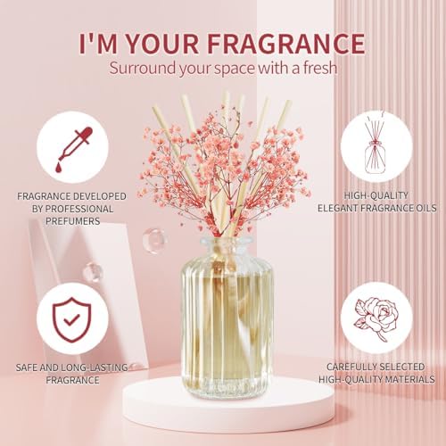 Sandalwood Rose Reed Diffuser Set with Preserved Flowers