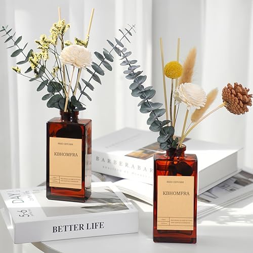 KBHOMFRA Reed Diffuser Set with Dried Flowers