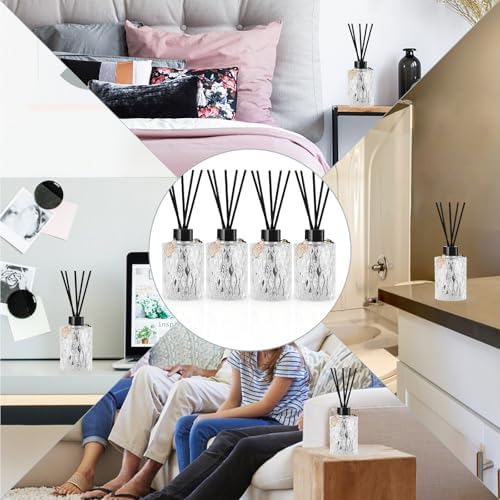 TRIFOLIC 4Pcs Reed Diffuser Set with Golden Decor Black Bottles