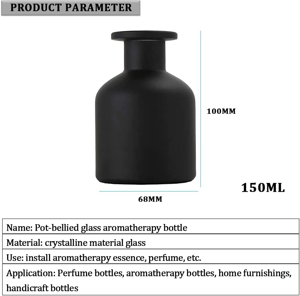 Black 150ML Glass Diffuser Jar for Aromatherapy