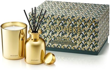 APOTHEKE Black Cypress Mini Candle Reed Diffuser Set