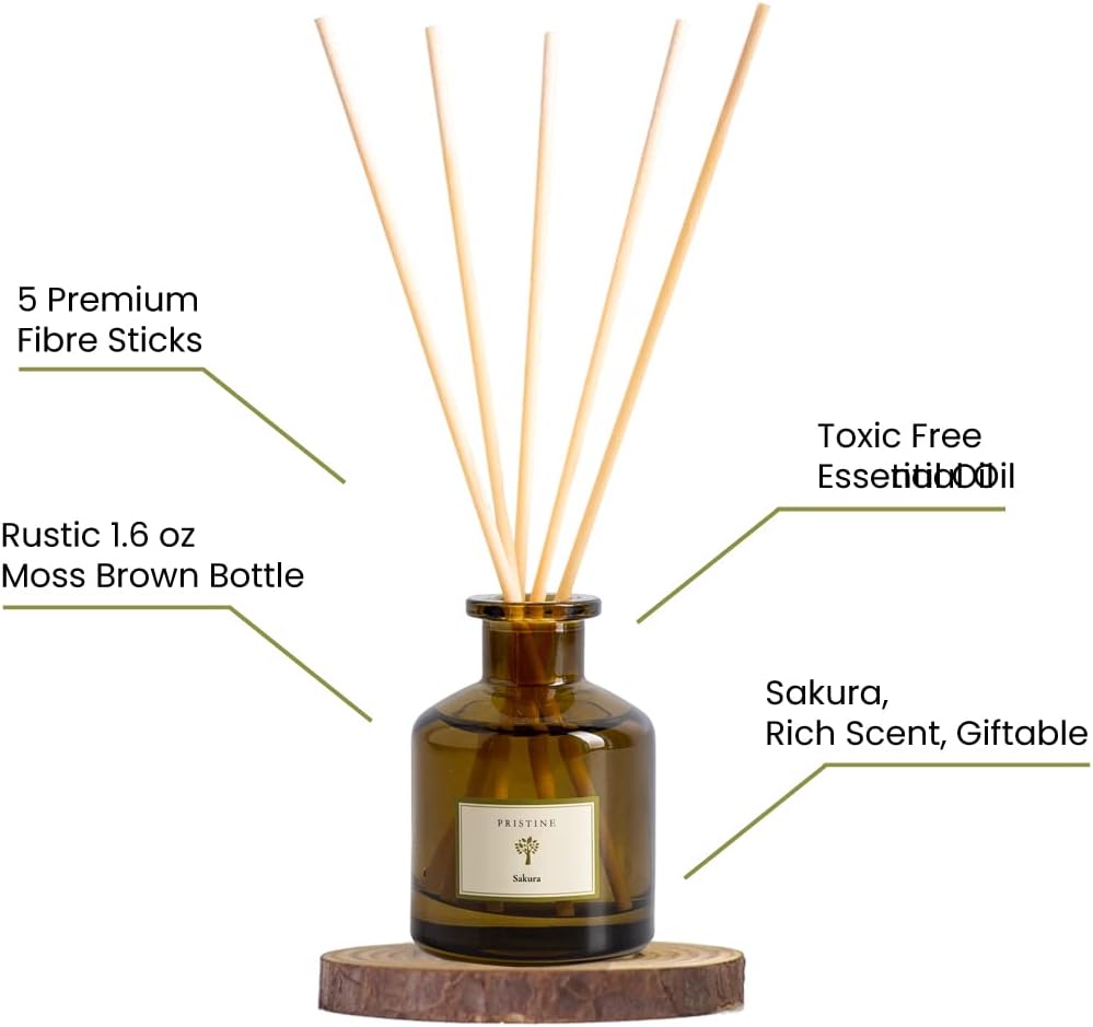 Pristine Sakura Reed Diffuser Set Cherry Blossom Aroma