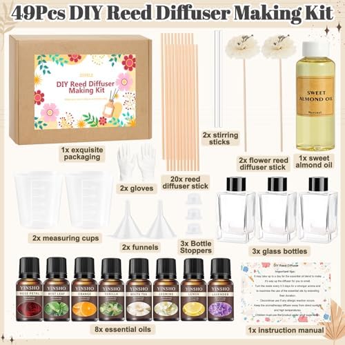 DIY Reed Diffuser Kit - Custom Home Scent with Essential Oils and Glass Bottles