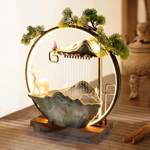 Indoor Waterfall Fountain with Deer and Lights