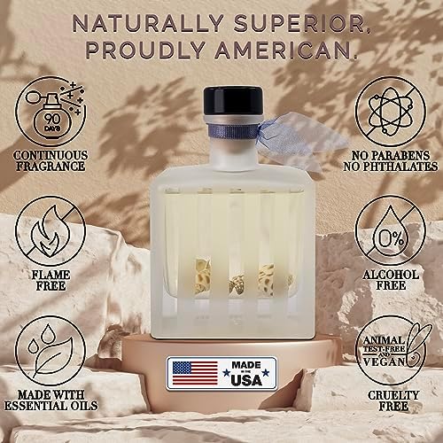 LOVSPA Ocean Driftwood Reed Diffuser Set 5 Oils Modern Striped Glass Bottle USA Made