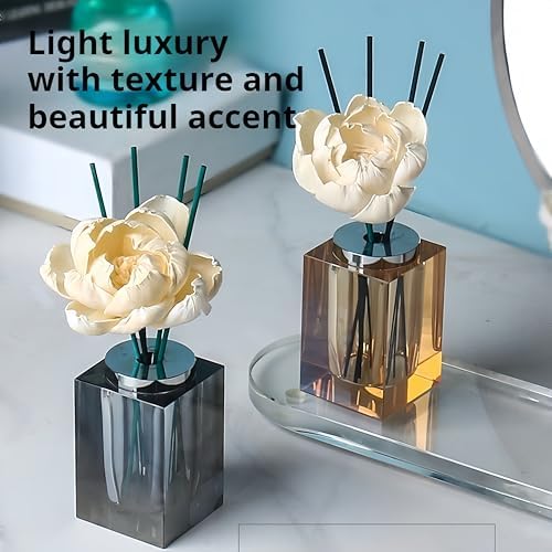 Crystal Glass Aromatherapy Bottles - Empty Refillable Diffuser Vases Gray