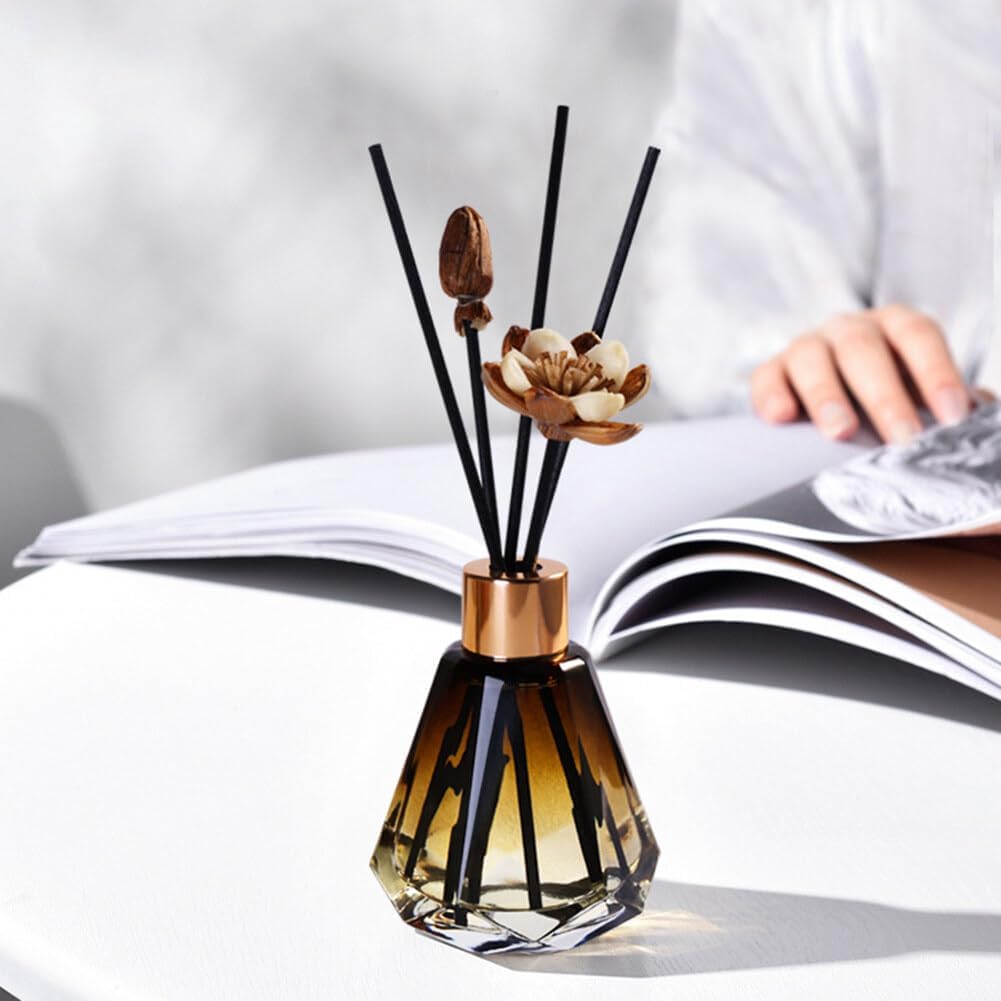 2PCS 60ML Amber Glass Diffuser Jars with Gold Lid and Rubber Plug