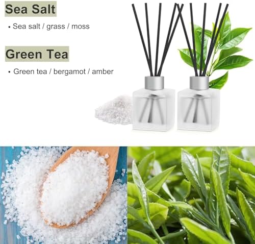 Sea Salt Green Tea Reed Diffuser Set 2-Pack 100ml Aroma Oils with Diffuser Sticks