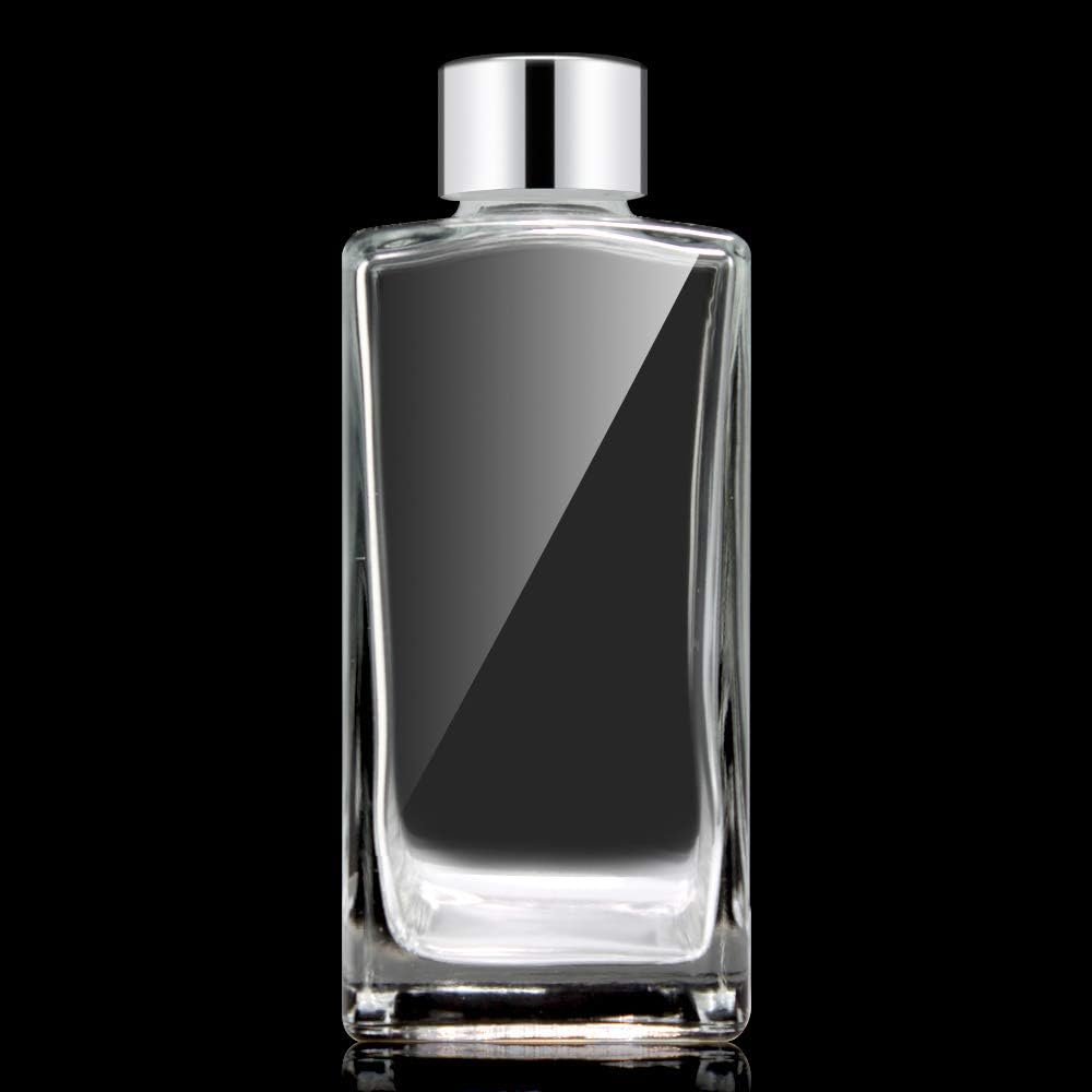 Set of 4 Glass Diffuser Bottles with Silver Caps - 55 Inches High