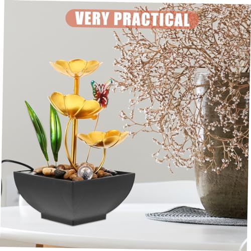 Cabilock Tabletop Water Fountain Lotus Leaf Design USB Powered Indoor Decor Ornament for Home Office
