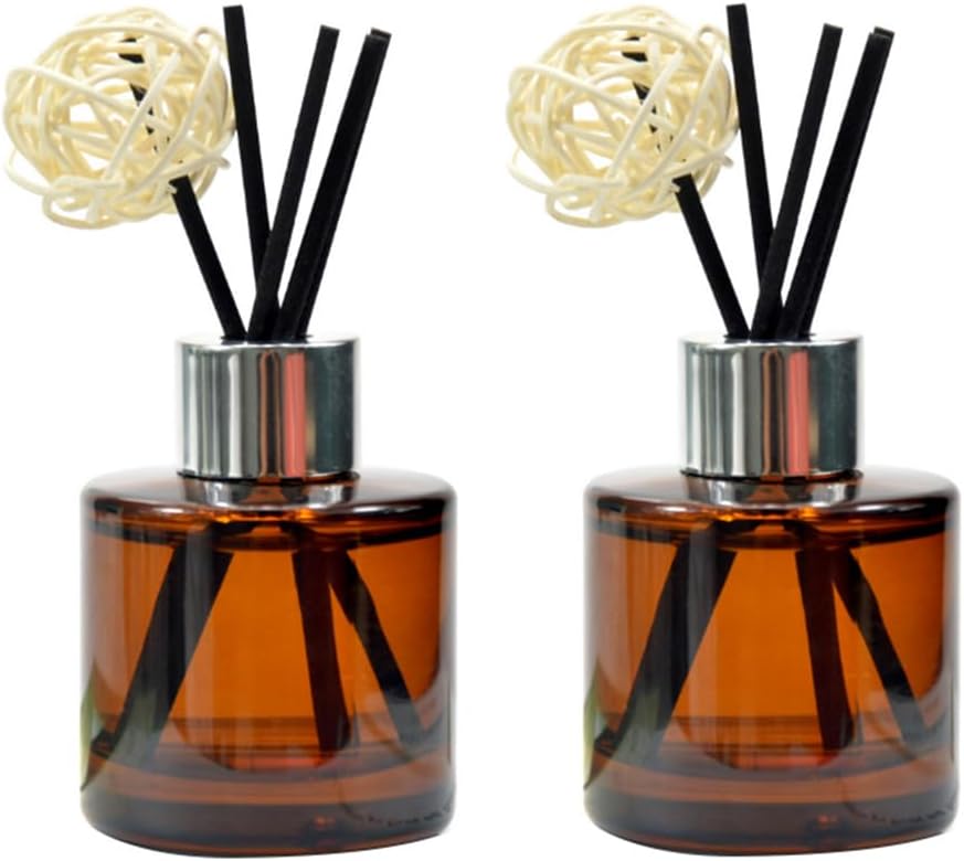 2PCS 50ml Empty Aromatherapy Diffuser Bottles Amber Glass DIY Fragrance Containers