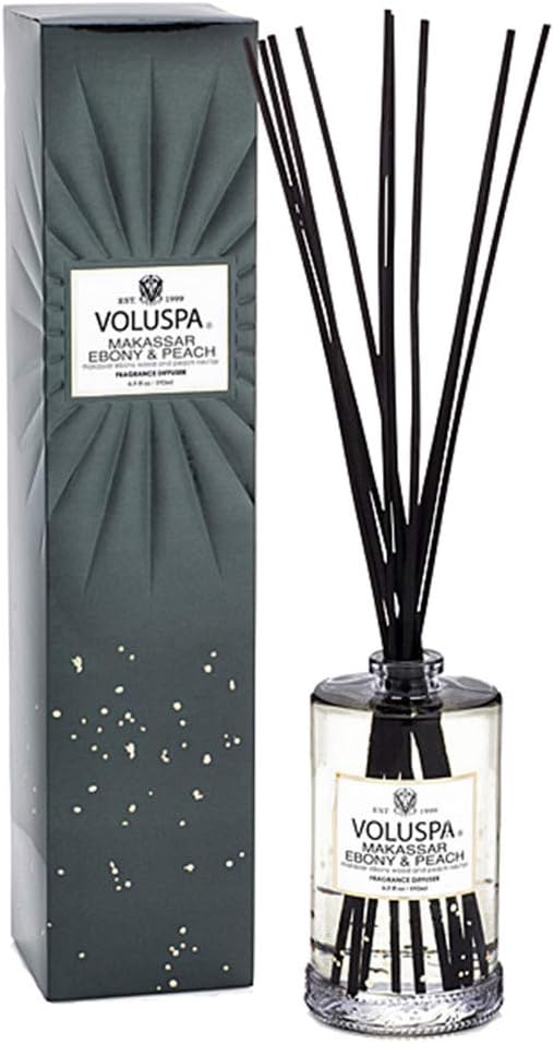 Voluspa Makassar Ebony Peach Reed Diffuser Set
