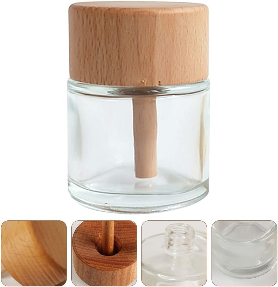 2pcs Glass Reed Diffuser Set with Wood Caps