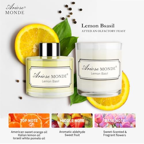 Lemon Basil Reed Diffuser Soy Candle Set