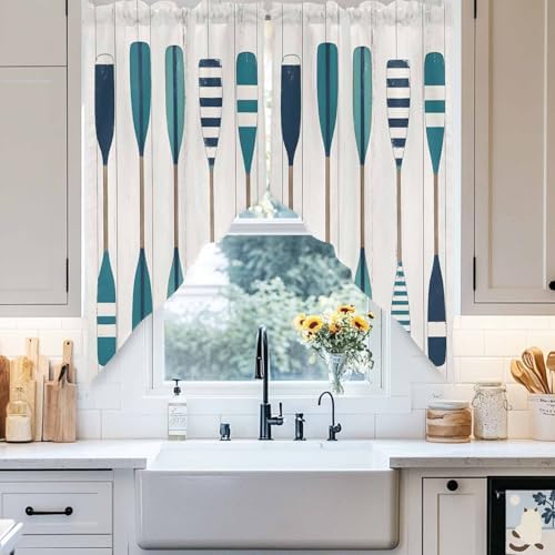 Striped Lake Paddles Swag Valances 2 Panels Set 36 Inch