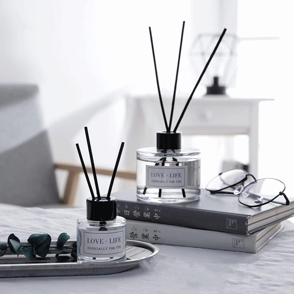 2PCS Clear Glass Diffuser Bottles with Black Caps
