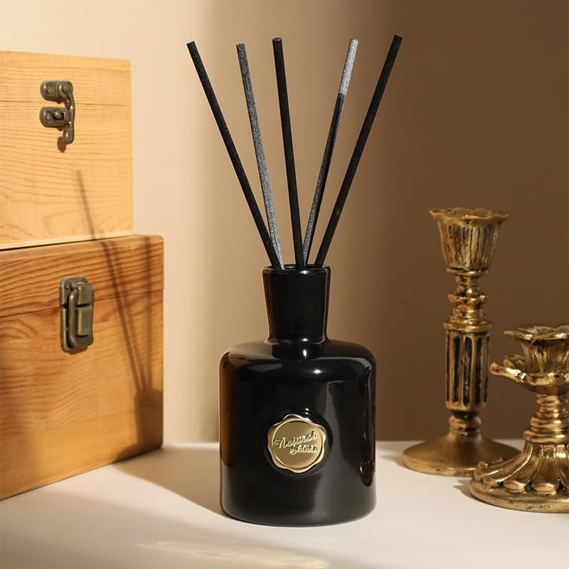 XEPTLE Reed Diffuser Set Oud Bergamot 704 oz with 5 Sticks Black