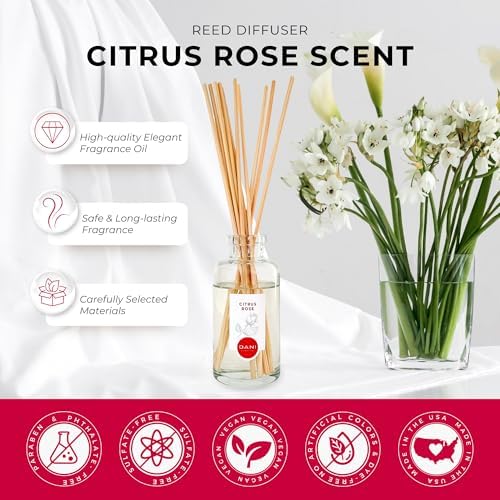 DANI Citrus Rose Reed Diffuser Set - 10 Reeds 35 oz