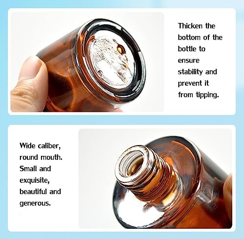 2Pcs 50Ml Amber Glass Diffuser Bottles with Silver Caps